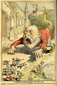 Presidente Combes. Caricature de Achille Lemot, Le Pèlerin (1902).