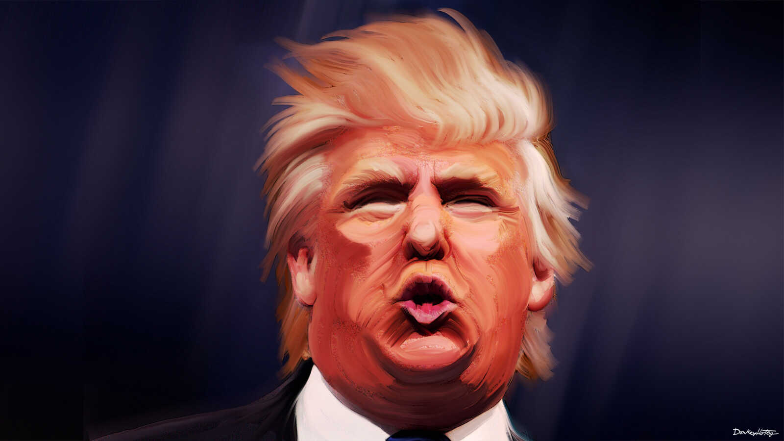 El ego de Donald, inmanejable como su pelo. Ilustración: Donkey Hotey